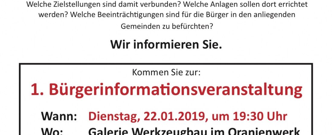 1. Bürgerinformationsveranstaltung des neu gegründeten, gemeinnützigen Vereins PRO-Umwelt e.V. Oberhavel